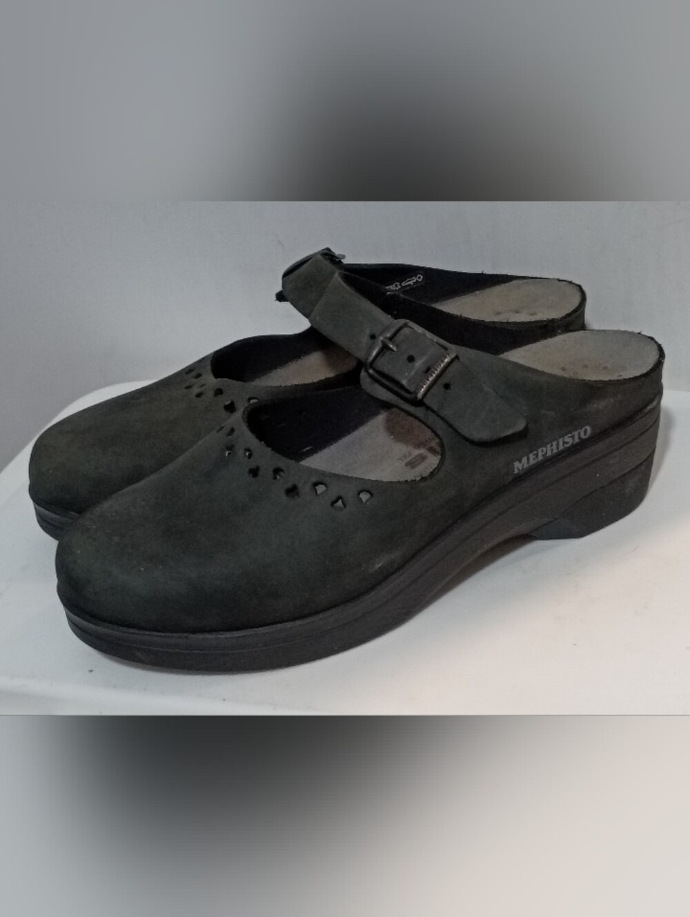 Mephisto Black Leather Mary Jane Style Clogs 7.5